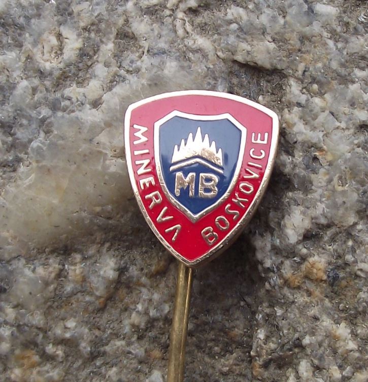 Antique Minerva Boskovice Sewing Machines of Czechoslovakia Shield Pin Badge - Badgecrazy