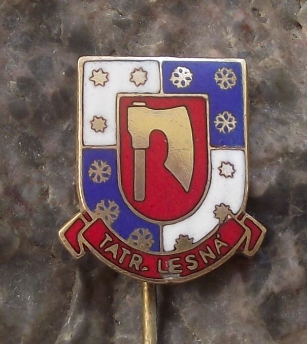 Antique Tatranska Lesna Slovakia Tatra Mountains National Park Shield Pin Badge - Badgecrazy