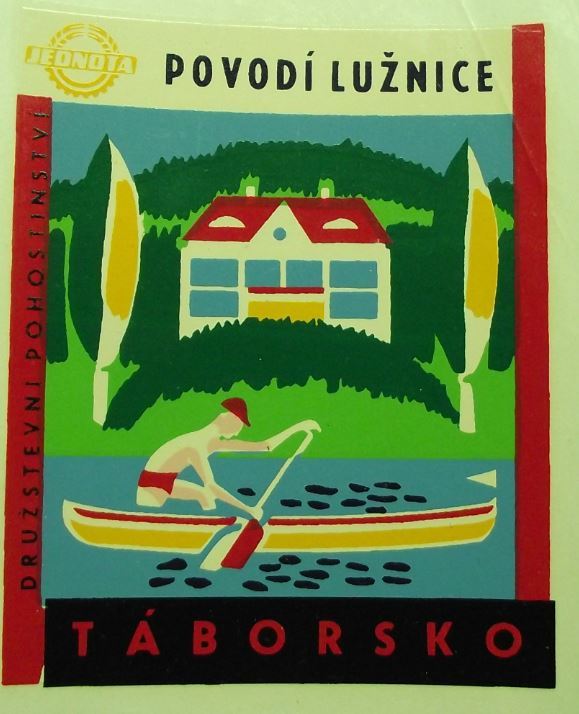 Antique Tabor Region Bohemia Canoeing Luznice River Czech Holiday Decal Sticker - Badgecrazy