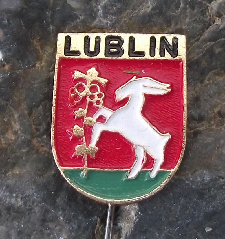Vintage Lublin City Poland Heraldic Crest Goat Polish Coat of Arms Pin Badge - Badgecrazy