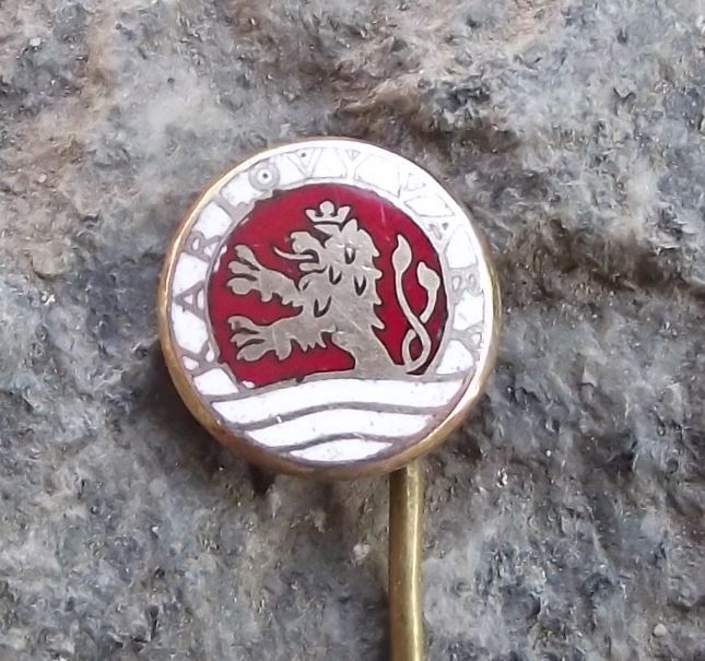 Vintage Karlovy Vary Karslbad Carlsbad Spa Heraldic Crest Coat of Arms Pin Badge - Badgecrazy
