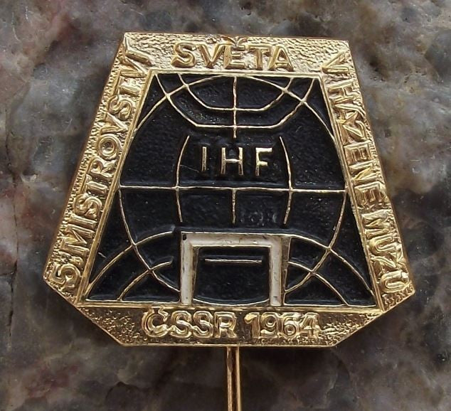 1964 IHF 5th World Mens Handball Championships Souvenier Hand Ball Pin Badge - Badgecrazy