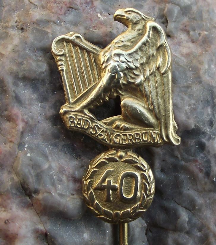 Vintage German Bayerische Bad Sangerbund Choir 40th Anniversary Eagle Pin Badge - Badgecrazy