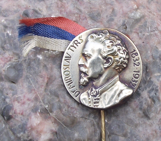 1932 Miroslav Tyrs Founder Sokol Movement Gymnastics Sports Ribbon Pin Badge