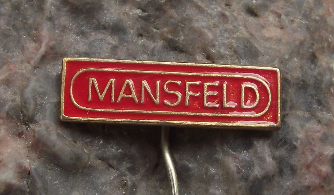 Antique VEB Mansfeld Mining Engineering Company Firm Logo Motif Name Pin Badge - Badgecrazy