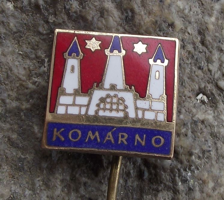 Antique Komarno Slovakia Heraldic Crest Coat of Arms Travel Souvenier Pin Badge - Badgecrazy