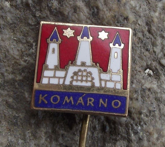 Antique Komarno Slovakia Heraldic Crest Coat of Arms Travel Souvenier Pin Badge - Badgecrazy