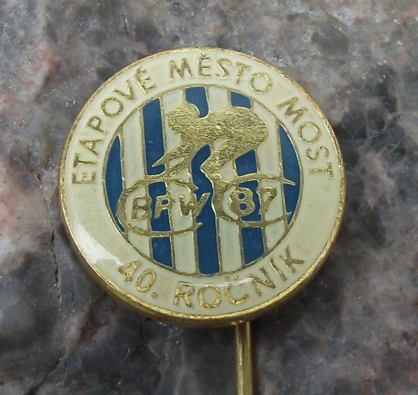 1987 WBP 40th International Bicycle Peace Race City of Most Stage BPW Pin Badge - Badgecrazy