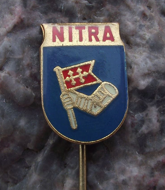 Nitra Knights Arm Double Cross Flag Heraldic Crest Coat of Arms Shield Pin Badge - Badgecrazy