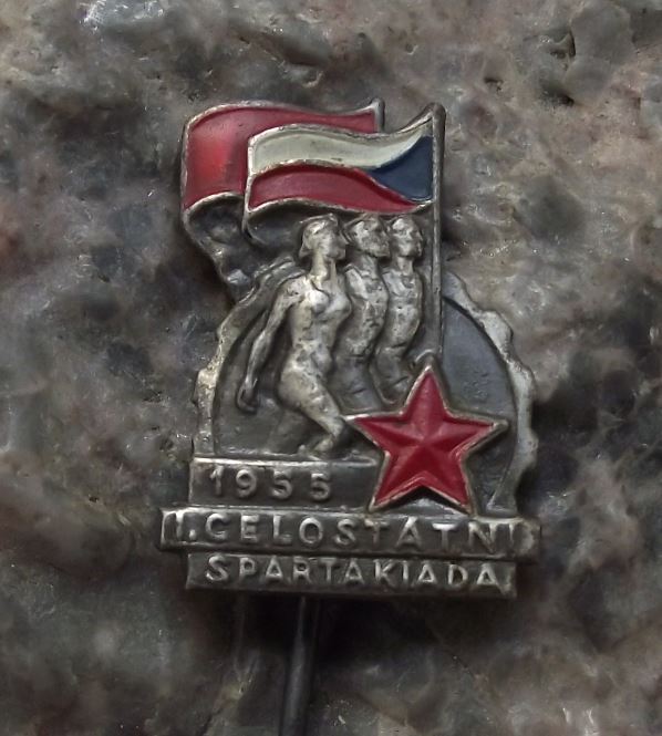 1955 Spartakiad Czech Communist Mass Physical Exercise Gymnastics Pin Badge - Badgecrazy