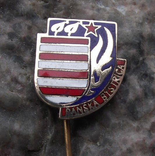 Antique Banska Bystrica Slovak City Coat of Arms Heraldic Crest Flames Pin Badge - Badgecrazy