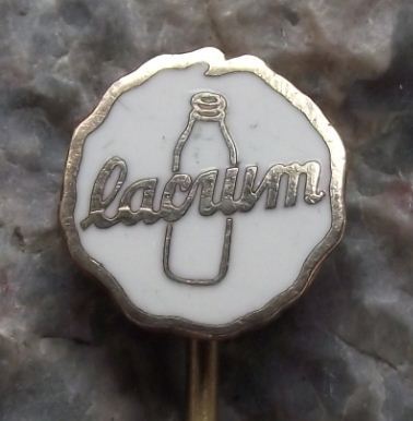 Lacuim Lacium Dairy Products Milk Bottle Advertising Pin - Badgecrazy