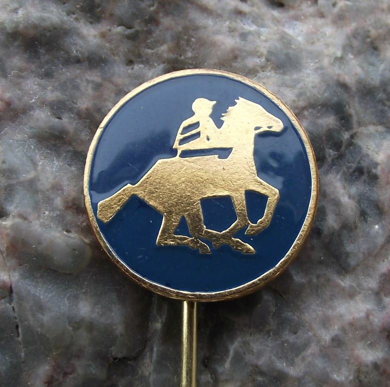 Jockey Rider on Running Horse Racing Sprinting Cantering Equestrian Pin Badge - Badgecrazy