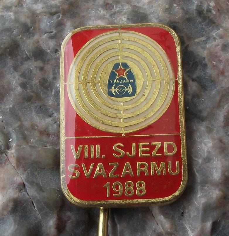 1988 Svazarm Czech Army Reserves VIII 8th Military Conference Target Pin Badge - Badgecrazy