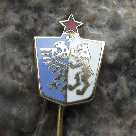 Antique Kladno Czech City Lion Eagle Heraldic Crest Coat of Arms Pin Badge - Badgecrazy