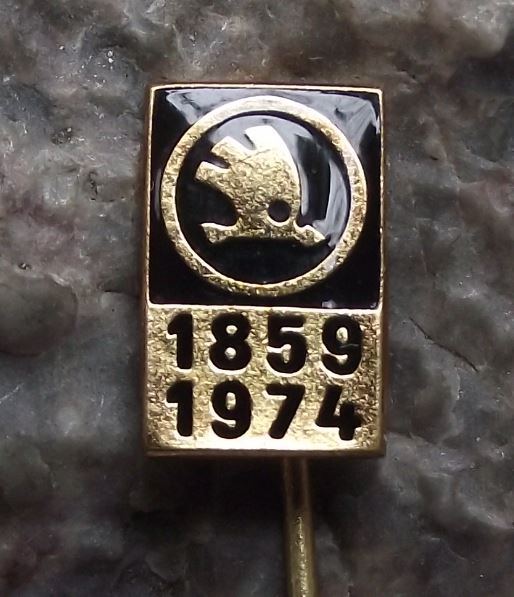 1974 Skoda Autos Company Czech Motor Car Maker 115th Anniversary Pin Badge - Badgecrazy