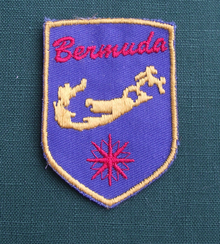 1980s Bermuda Tropical Island Archipeligo Map Shield Sew on Clothes Patch - Badgecrazy