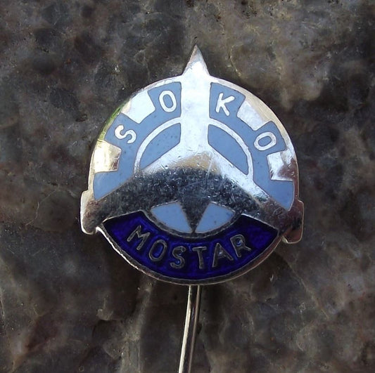 Vintage Soko Mostar Yugoslavia Air Force Aircraft Manufacturer Firm Pin Badge - Badgecrazy
