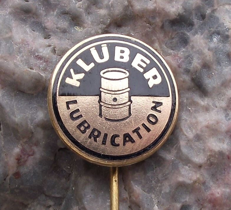 Vintage Kluber Lubrication Oil Company Motorsports Racing Lubricant Pin Badge - Badgecrazy