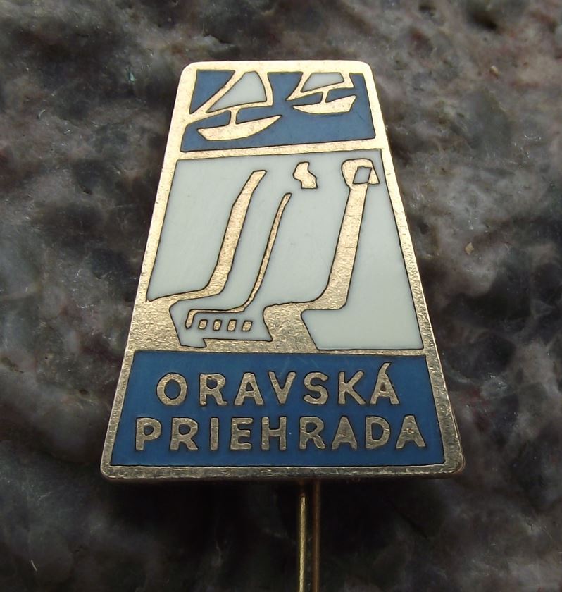 Antique Czechoslovakia River Dam Oravska Reservoir Lake Souvenier Pin Badge - Badgecrazy