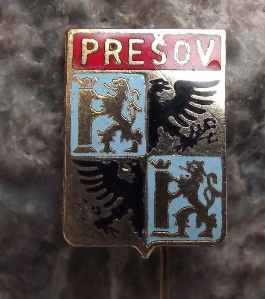Antique Presov Lion & Black Eagle Quadrants Heraldic Shield Tourist Pin Badge - Badgecrazy
