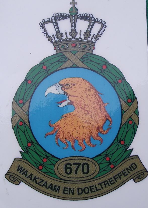 Royal Netherlands Air force 670 Helicopter Sqn Coat of Arms Crest Sticker Decal - Badgecrazy