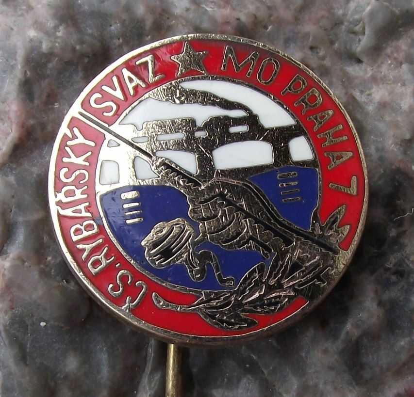 Antique Czechoslovakia Prague 7 Fishing Angling Association CSRS Fish Pin Badge - Badgecrazy