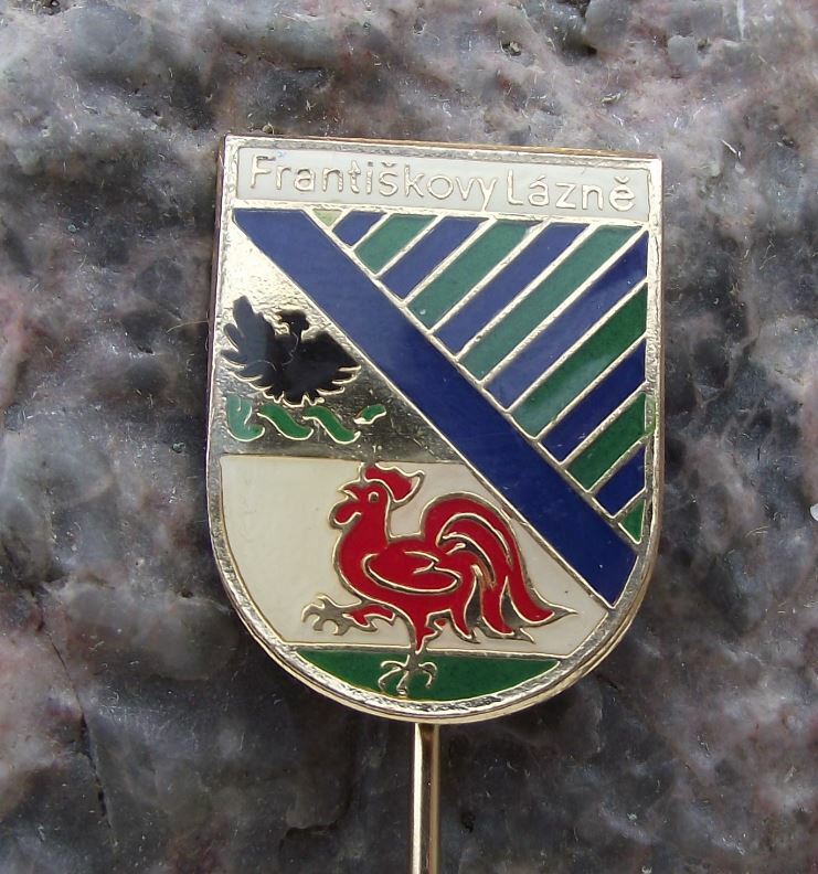 Frantiskovy Lazne Natural Spring Spa Town Coat of Arms Heraldic Crest Pin Badge - Badgecrazy