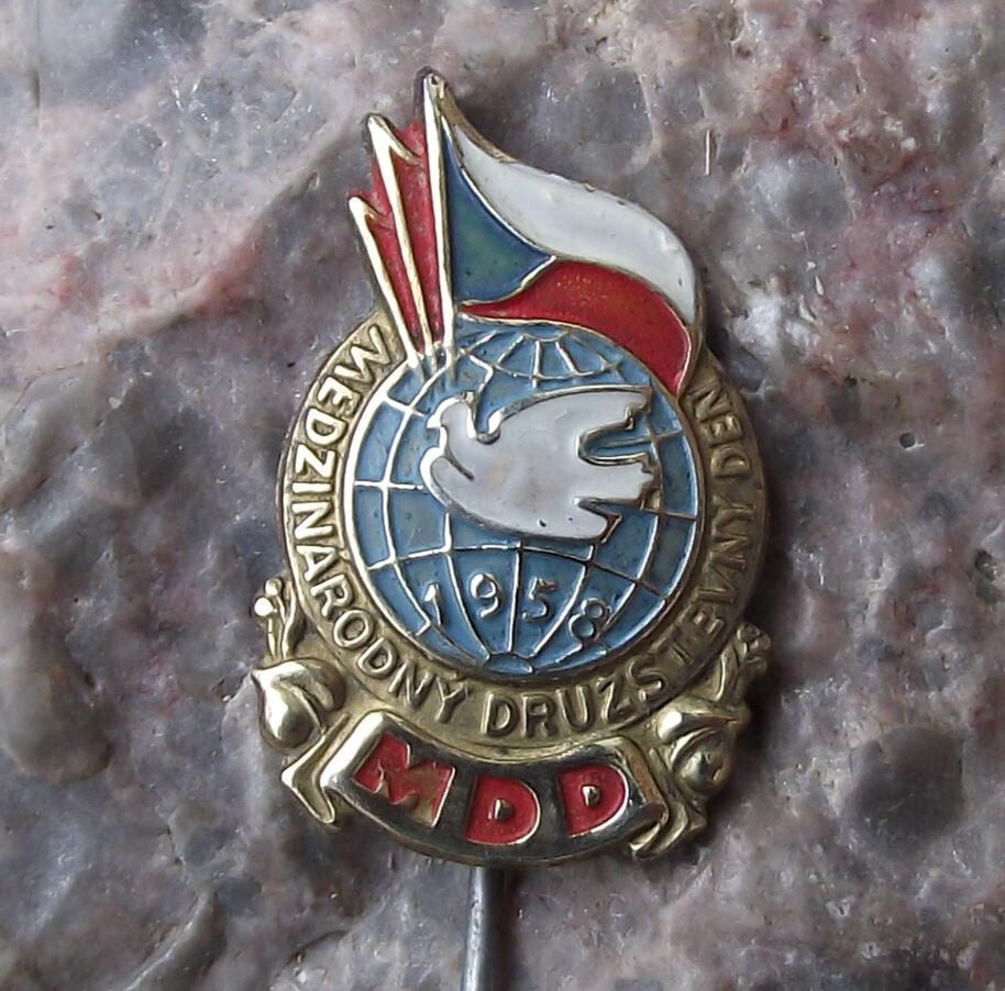 1958 International Trade Union Day MDD Czech National Celebration Dove Pin Badge - Badgecrazy