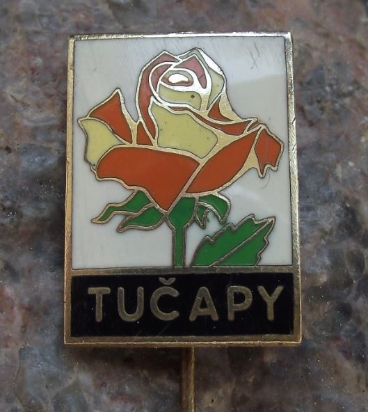 Antique Tucapy Czech Town Rose Bloom Flower Emblem Crest Tourist Pin Badge - Badgecrazy