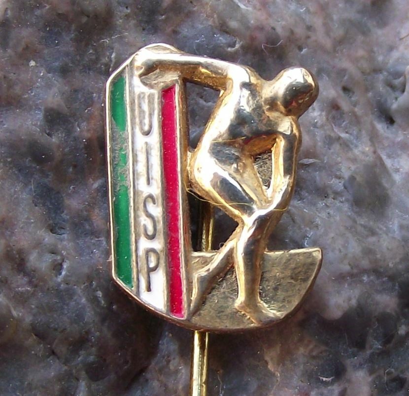 Antique UISP Unione Italiana Sport Italy Sport Athletics Discobolus Pin Badge - Badgecrazy