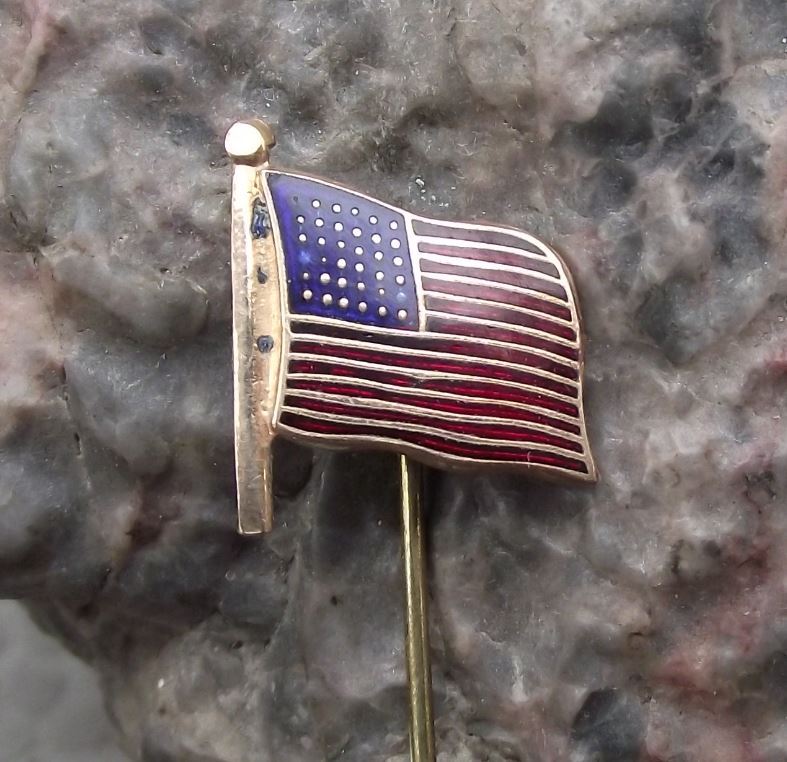 Antique USA United States of America Star and Stripes National Flag Pin Badge - Badgecrazy