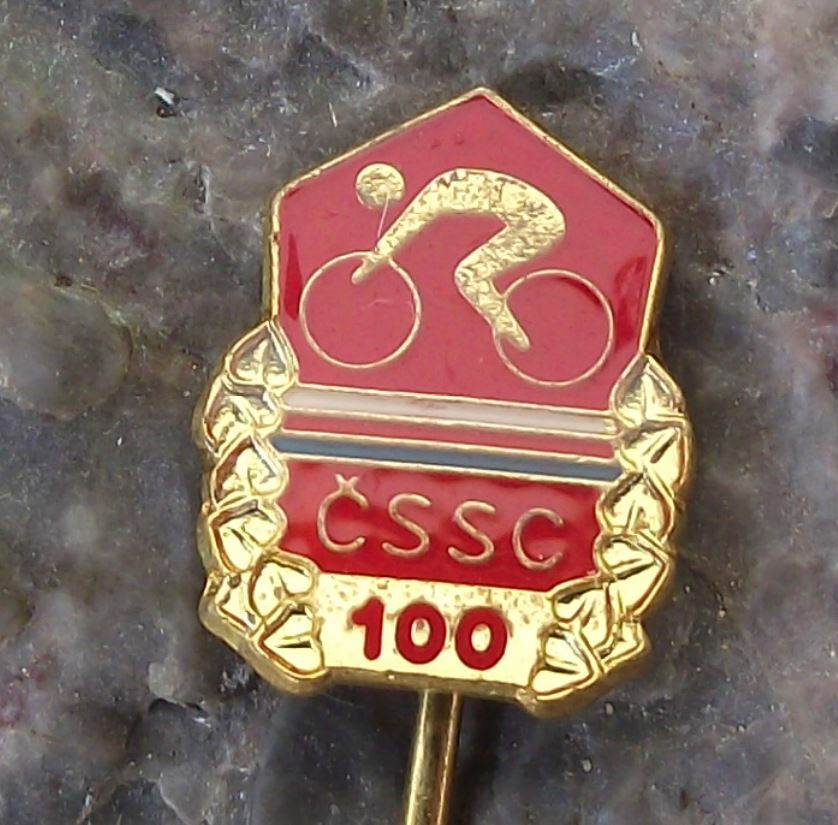 1983 CSSC Czech Cycling Federation Centenary Bicycle & Rider Members Pin Badge - Badgecrazy