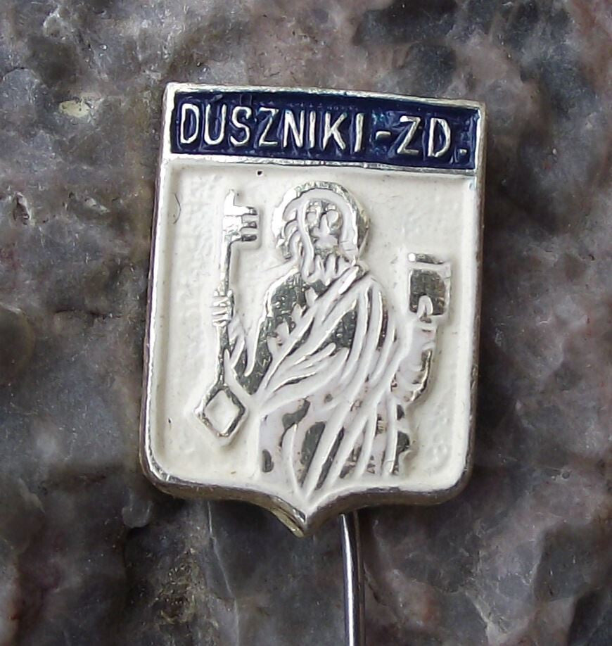 Vintage Duszniki Polish City Poland Heraldic Crest Coat of Arms Pin Badge - Badgecrazy