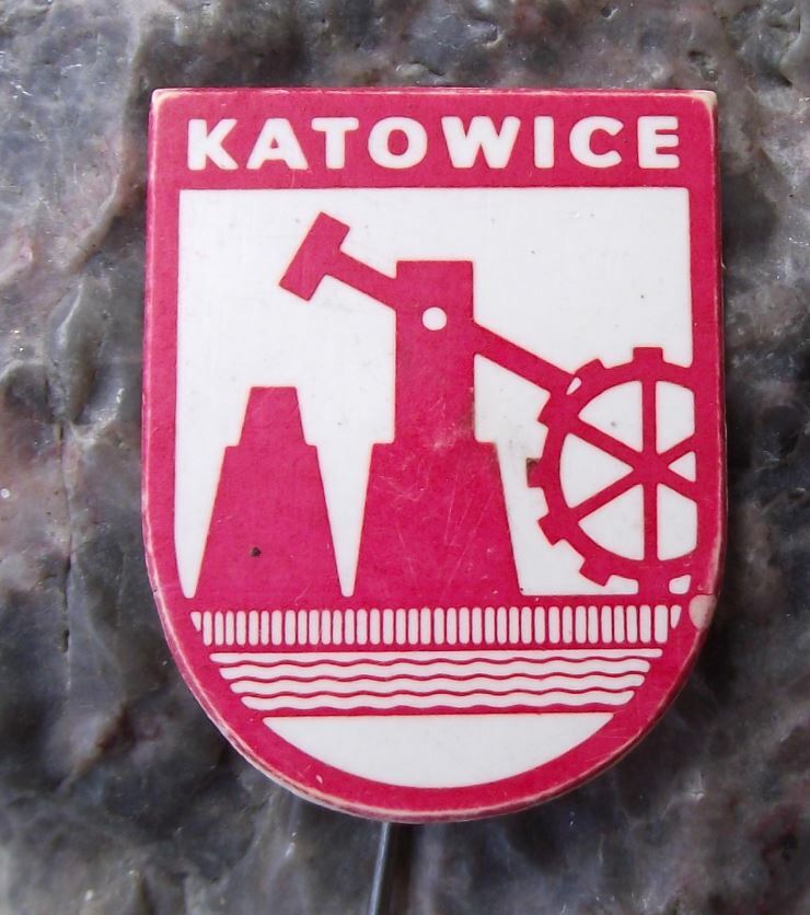 Katowice Polish Poland Heraldic City Crest Coat of Arms Shield Plastic Pin Badge - Badgecrazy