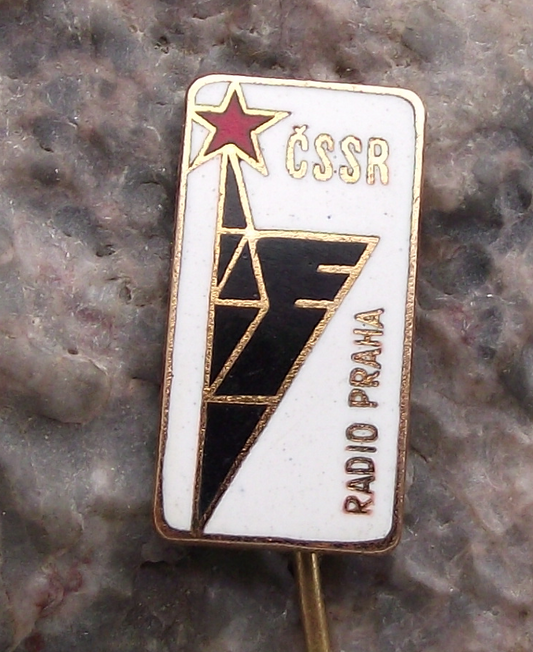 Vintage Radio Praha Prague CSSR Czechoslovakia Broadcasting Tower Pin Badge - Badgecrazy