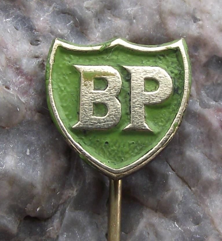 Vintage BP British Petrol Oil Gas Renewable Energy Company Shield Logo Pin Badge - Badgecrazy