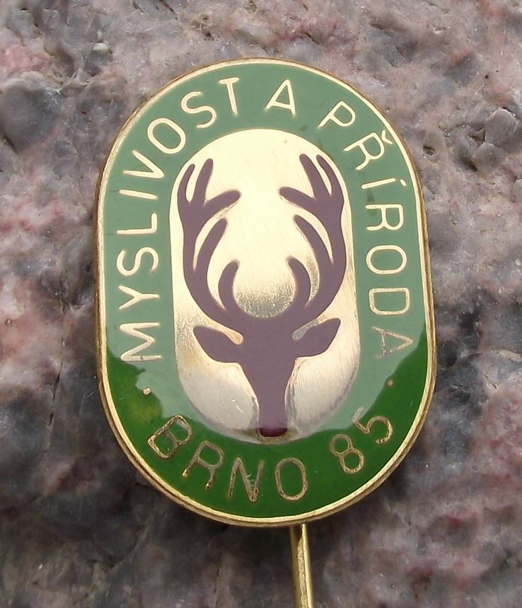 1985 Czechoslovkia National Hunting and Nature Exhibition Brno Deer Pin Badge - Badgecrazy
