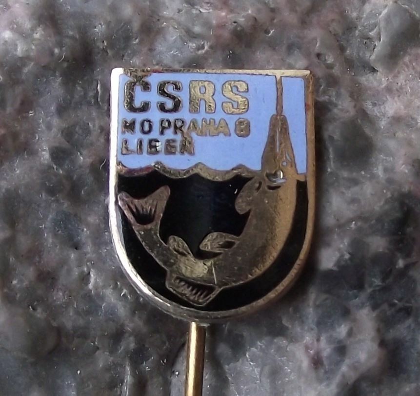Antique Liben Prague 8 Fishing Angling Association CSRS Pike Fish Pin Badge - Badgecrazy