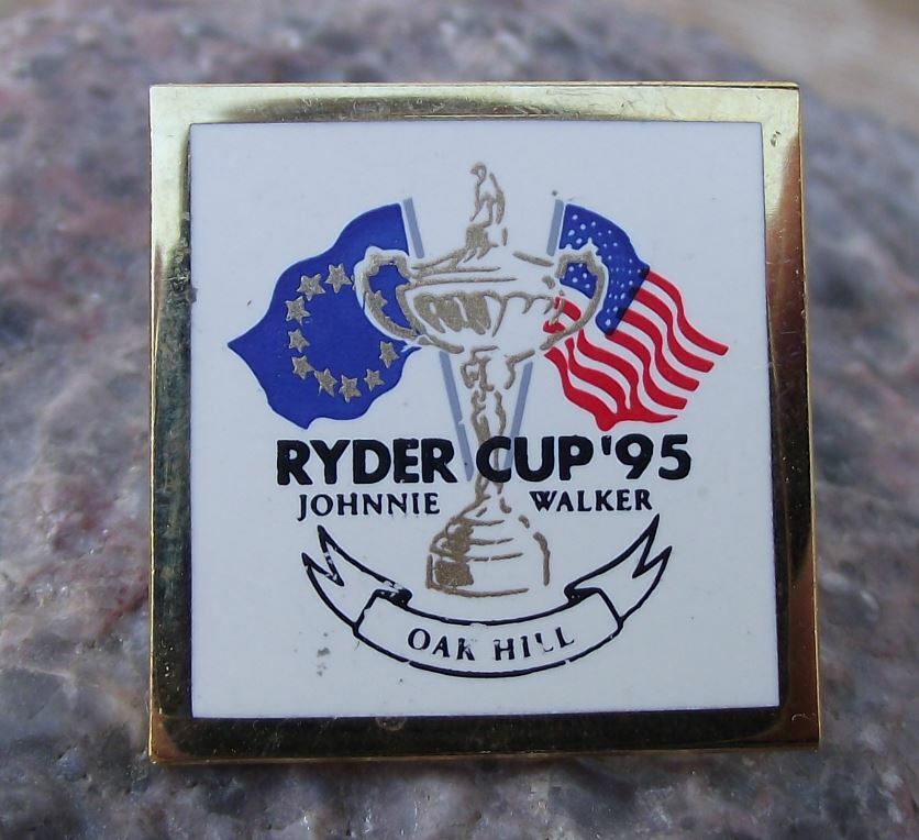 1995 Ryder Cup Johnnie Walker Oak Hill Golf Tournament EU vs USA Pin Badge - Badgecrazy