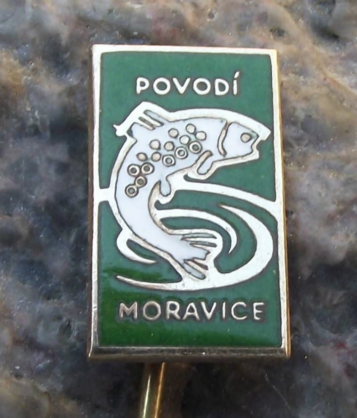 Antique State Fisheries Moravice Czechoslovakia Leaping Trout Fish Pin Badge - Badgecrazy