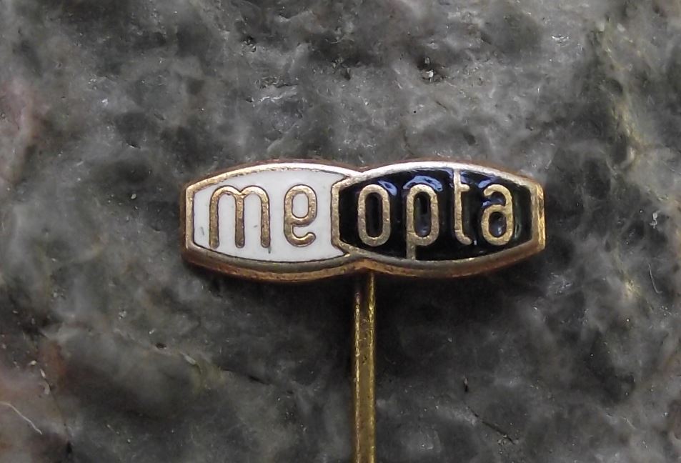 Vintage Meopta Czech Stereo Camera Company Optics Lenses Logo Pin Badge Black - Badgecrazy