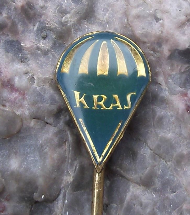 Vintage Kras Silk Parachute Maker Czechoslovakia Military Supplier Pin Badge - Badgecrazy