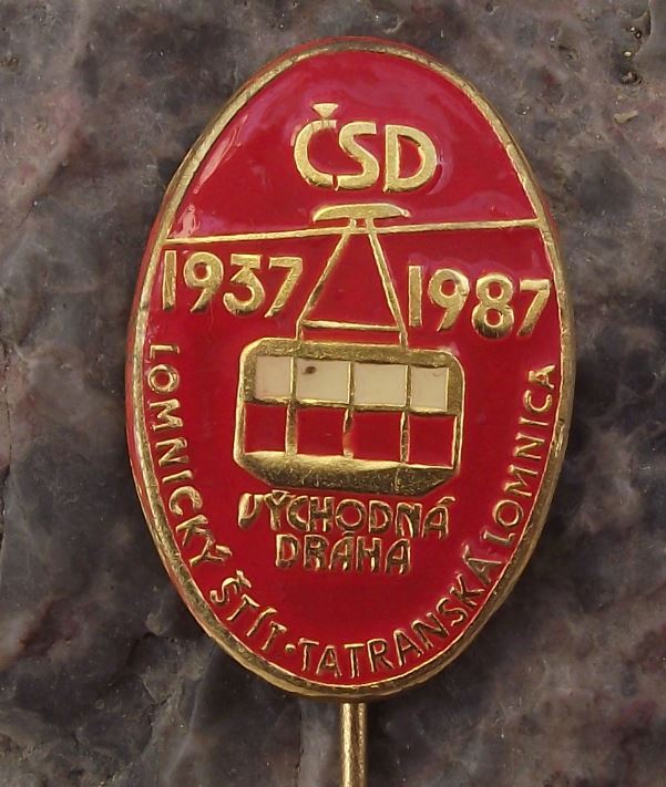 1987 Czech South Eastern Rail System CSD Mountain Cable Car Lomnice Pin Badge - Badgecrazy