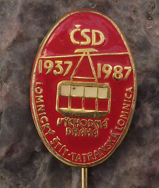1987 Czech South Eastern Rail System CSD Mountain Cable Car Lomnice Pin Badge - Badgecrazy