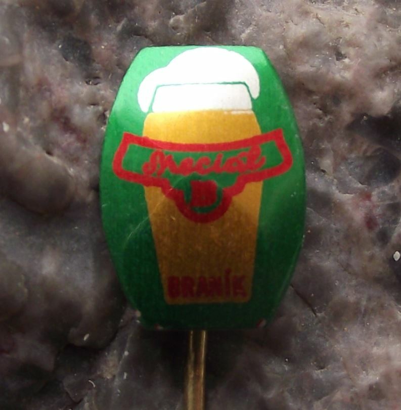 Vintage Branik Special B Czech Brewery Lager Beer Advertising Green Pin Badge - Badgecrazy
