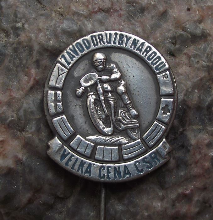 1952 Grand Prix Czechoslovakia Friendship of Nations Motorbike Race Pin Badge - Badgecrazy