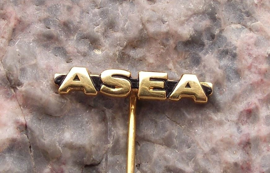 Vintage ASEA Initials Metallurgy Swedish Electrical Industrial Company Pin Badge - Badgecrazy