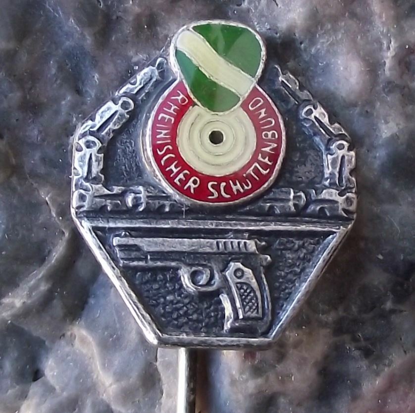 Rheinland Shooting German Defence Association Silver Gun Pistol Award Pin Badge - Badgecrazy