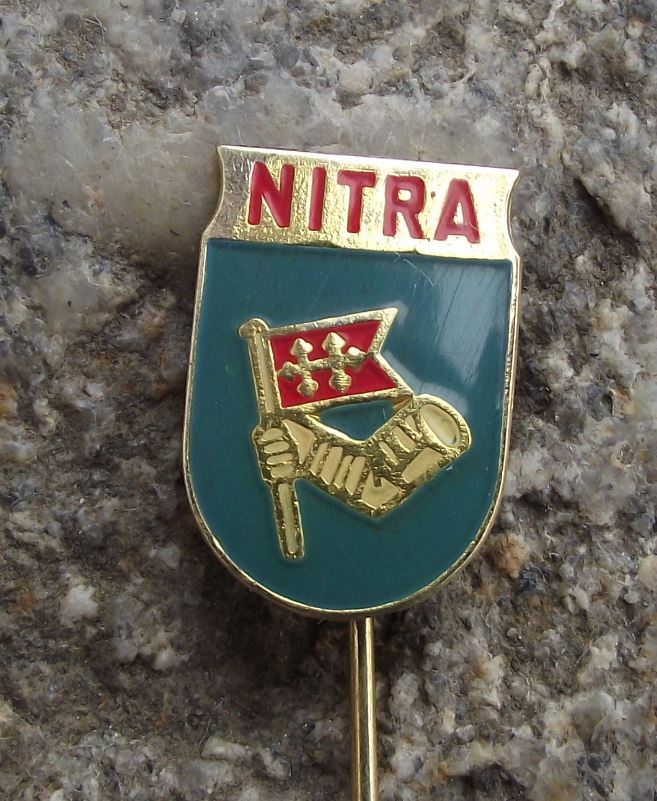 Nitra Knights Arm Double Cross Flag Heraldic Crest Coat of Arms Shield Pin Badge - Badgecrazy
